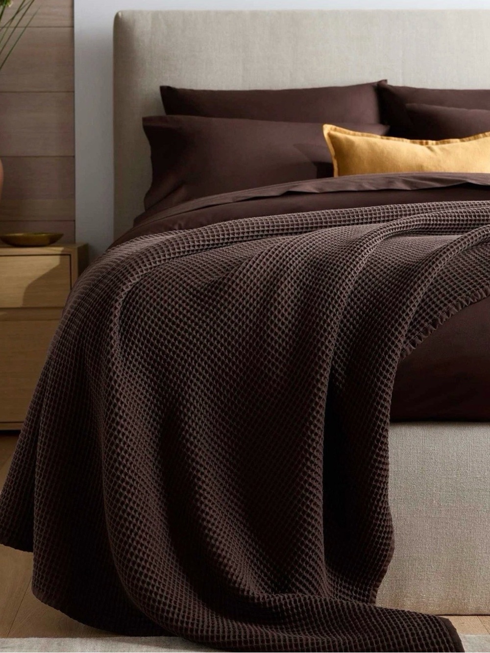Quince Organic Waffle Bed Blanket Espresso